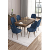 Hanah Home Set Trpezarijski sto i 6 stolica Are, Plavo-braon