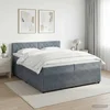 vidaXL Postelja boxspring z vzmetnico Temno siva 200 x 200 cm Žamet