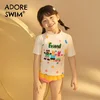 Adoreswim Jednodelni kupaći kostim za devojčice, Žuto-beli