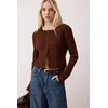 Trendyol Milla ženski duks Twoaw26Hi00268, braon