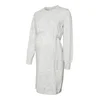 MAMALICIOUS Pletena obleka MLNEWANNE L/S ABK KNIT DRESS A. NOOS, siva