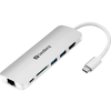 HUB USB-C = 2xUSB3.0 USB-C(PD 61W) HDMI čitalec kartic SD RJ45 Sandberg (136-18)