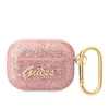 Etui za slušalke Glitter Flakes za Apple AirPods Pro 1/2, Guess, z kovinsko zaponko, pink