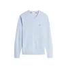 TOMMY HILFIGER Pulover ESSENTIAL mornarska / svetlo modra / češnjevo rdeča