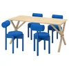 IKEA PS 2026 Sto i 4 stolice, borovina/Knäbäck jarkoplava, 156x75 cm