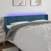 shumee vidaXL LED posteljno vzglavje temno modro 163x16x78/88 cm žamet