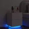 Vidaxl vidaXL Nočna omarica z LED, bela, material na osnovi lesa