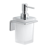 IL GIGLIO wall-hung soap dispenser, frosted glass, chrome - Chrome - 81x160x109 mm - Gedy - IL GIGLIO - 120 - Medenina; steklo - Dozator za milo - Kvadratni - 81 - 160 - 109 - 14
