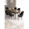 Hanah Home Set Trpezarijski sto i 6 stolica Roz, Crno-braon