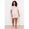 Trendyol Curve Light Pink Heart Pattern Knitted Pajamas Set