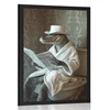 Plakat krokodil s časopisom na stranišču - 30x45 black