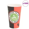 vidaXL Papirnate skodelice za kavo 1000 kosov 16oz 400ml Rdeča in črna