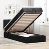 Otomanski krevet s madracem i LED crna 80x200cm tkanina