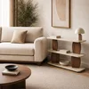 Hanah Home pomoćni sto Armonia, 90 cm, travertin / orah