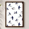 WallXpert uramljena MDF slika 3752KACT-046, lastavice u letu na beloj pozadini, 37 x 52 cm