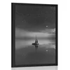 Plakat ladja na morju v črnobeli varianti - 60x90 no frame