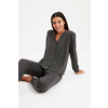 Trendyol Anthracite Shirt-Jogger Knitted Pajamas Set