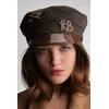 RUSLAN BAGINSKIY baretka s šiltom ženska bombažna Monogram-embellished Baker Boy Cap