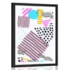 Plakat s paspartujem Memphis vzorec v pop art stilu - 40x60 silver