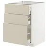 METOD / MAXIMERA Podni element s 3 fioke, bela/Havstorp bež, 60x60 cm