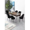 Hanah Home Set Trpezarijski sto i 6 stolica Zen, Crno-braon