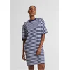 Womens striped dress oversized white/navy blue