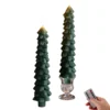 LED božične sveče Eywamage, set 2 kosa, 25 cm, brezplamenske iz pravega voska, zelena smrečica, topla bela svetloba, daljinski upravljalnik, časovnik, realističen plamen, varno za dom in otroke