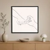 WallXpert uramljena slika na platnu Cc-K-Sy-1020, linijski crtež dve ruke spojene malim prstima, 60 x 60 cm