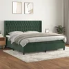 Greatstore Box spring postelja z vzmetnico temno zelena 200x200 cm žamet