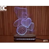Black Cut 3D Lampa Meda i srce, Toplo bela