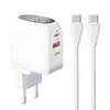 Kućni punjač LDNIO A2522C QC3.0/ PD/ PPS/ LED Display/ 30W sa Type C na Type C kablom beli