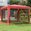 Vrtni šotor s 4 mrežastimi stranicami rdeč 3x3 m HDPE