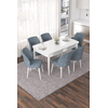 Hanah Home Set Trpezarijski sto i 6 stolica Nef, Sivo-beli