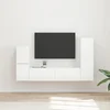 Set TV komoda Zidne 4 pcs Visoki sjaj bijela Konstruirano drvo