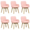 vidaXL vidaXL Vrtilne jedilne stole 6 pcs Bouclé Roza 54 x 58 x 87 cm, (5000296734)