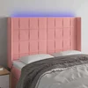 vidaXL LED posteljno vzglavje roza 147x16x118/128 cm žamet