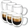 shumee Wilmax dvostenski termo kozarci z ročajem | komplet 6 kosov | 250 ml | kozarci za pitje | termo skodelice | kozarci za čaj | komplet kozarcev za latte macchiato
