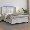 Krevet box spring s madracem LED bijeli 140x200 cm umjetna koža