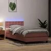 Box Spring krevet s madracem i LED ružičasti 80 x 220 cm baršunasti