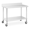 Royal Catering Stenska delovna miza z robom na kolesih, 1 polica, 120 x 60 cm, do 158 kg