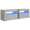 Noćni ormarići 2 kom s LED svjetlima boja betona 60x35x40 cm