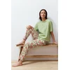Trendyol Green 100% Cotton Floral Knitted Pajamas Set