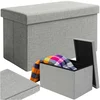 Siva tekstilna pručka s prostorom za shranjevanje 60x30x30cm 82711