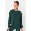 Trendyol Dark Green Corded Cotton T-shirt-Pants Knitted Pajama Set