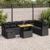 9-dijelni set vrtnih sofa s jastucima crni od poliratana bagrem