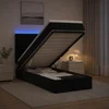 vidaXL Otomanska postelja z vzmetnico in LED Črna 100 x 200 cm Žamet