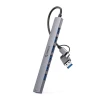 Orico YSA2-U3 HUB adapter USB / USB-C - USB 3.0 / 6x USB 2.0, siva