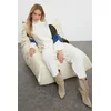 Trendyol Ecru Soft Textured Color Block Wide Fit Knitwear Sweater