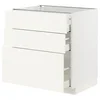 METOD / MAXIMERA Podni element s 3 fioke, bela/Vallstena bela, 80x60 cm