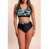 Plus size dvodelne kopalke, svetlo modre